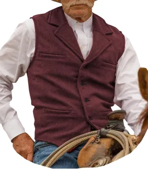 Hunting Aged Mens Tweed Vests Herringbone Waistcoats Retro Casual Wedding Wool Business Vests
