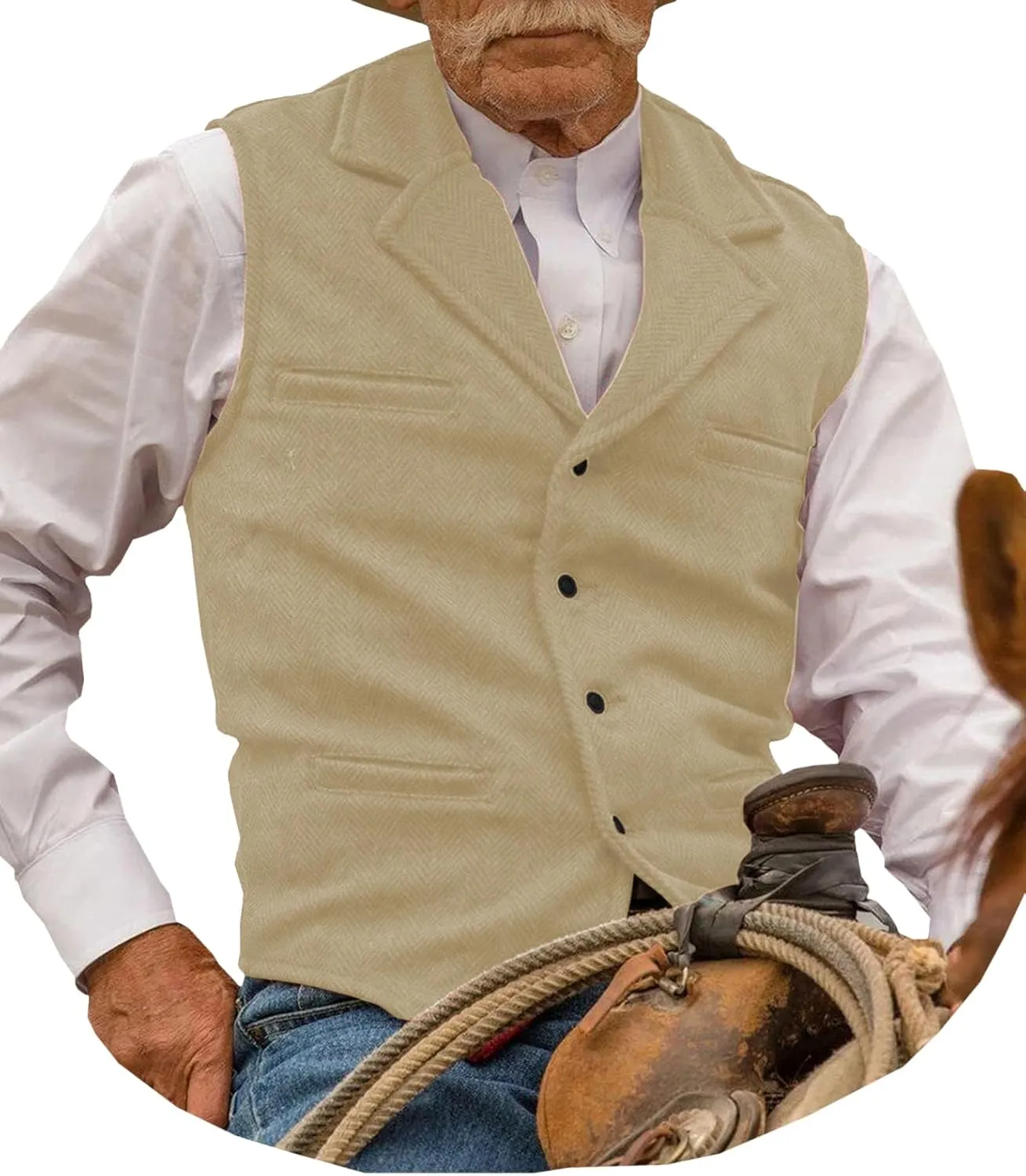 Hunting Aged Mens Tweed Vests Herringbone Waistcoats Retro Casual Wedding Wool Business Vests