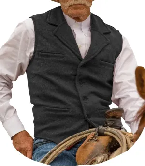 Hunting Aged Mens Tweed Vests Herringbone Waistcoats Retro Casual Wedding Wool Business Vests