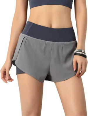 ICEGIA Women's Running Shorts Elastic High Waisted Shorts Pocket Sporty Workout Shorts Quick Dry Athletic Shorts Pants
