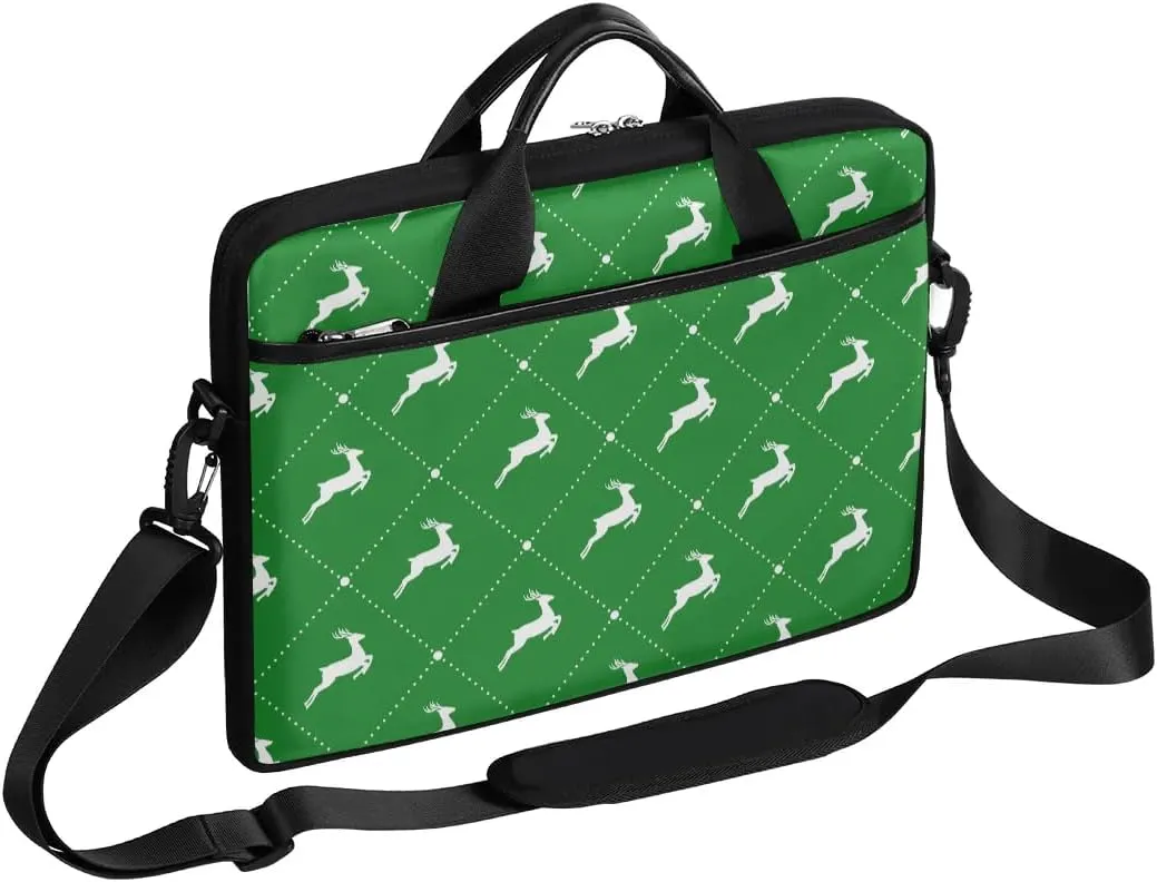 Interesting Christmas Reindeer Laptop Shoulder Bag Tablet Computer Notebook Sleeve Messenger Bags Carrying Case with Strap Briefcase Tote for 14 15 in Laptops