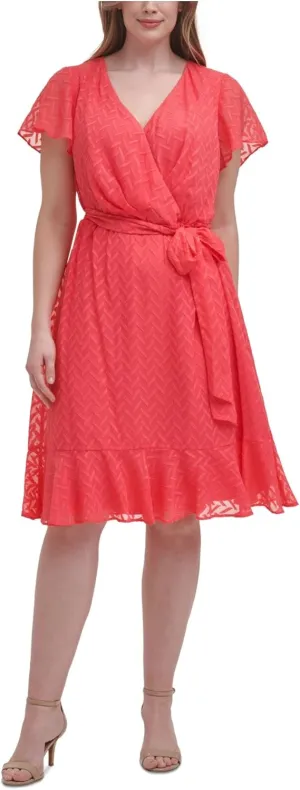 Jessica Howard Women's Sleeveless Seamed Fit and Flare Dress with Lace Trim