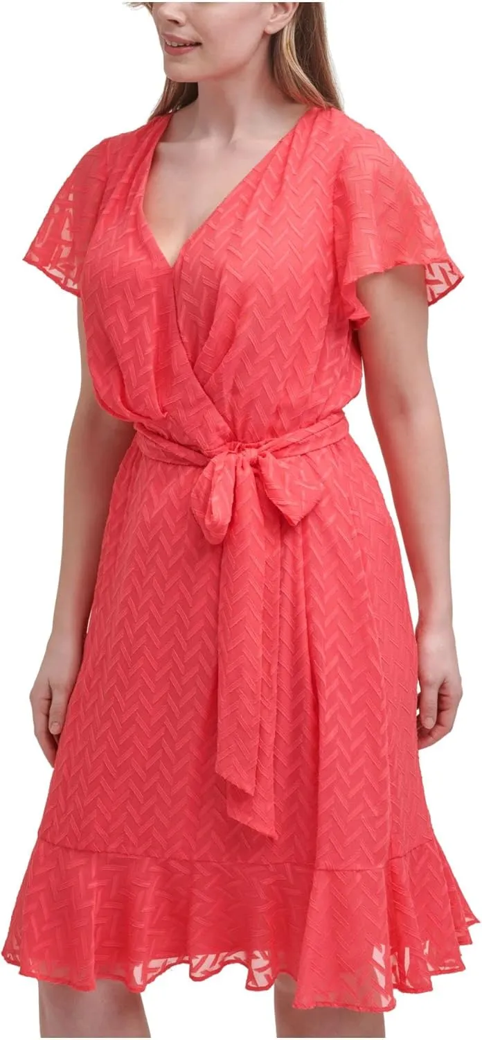 Jessica Howard Women's Sleeveless Seamed Fit and Flare Dress with Lace Trim