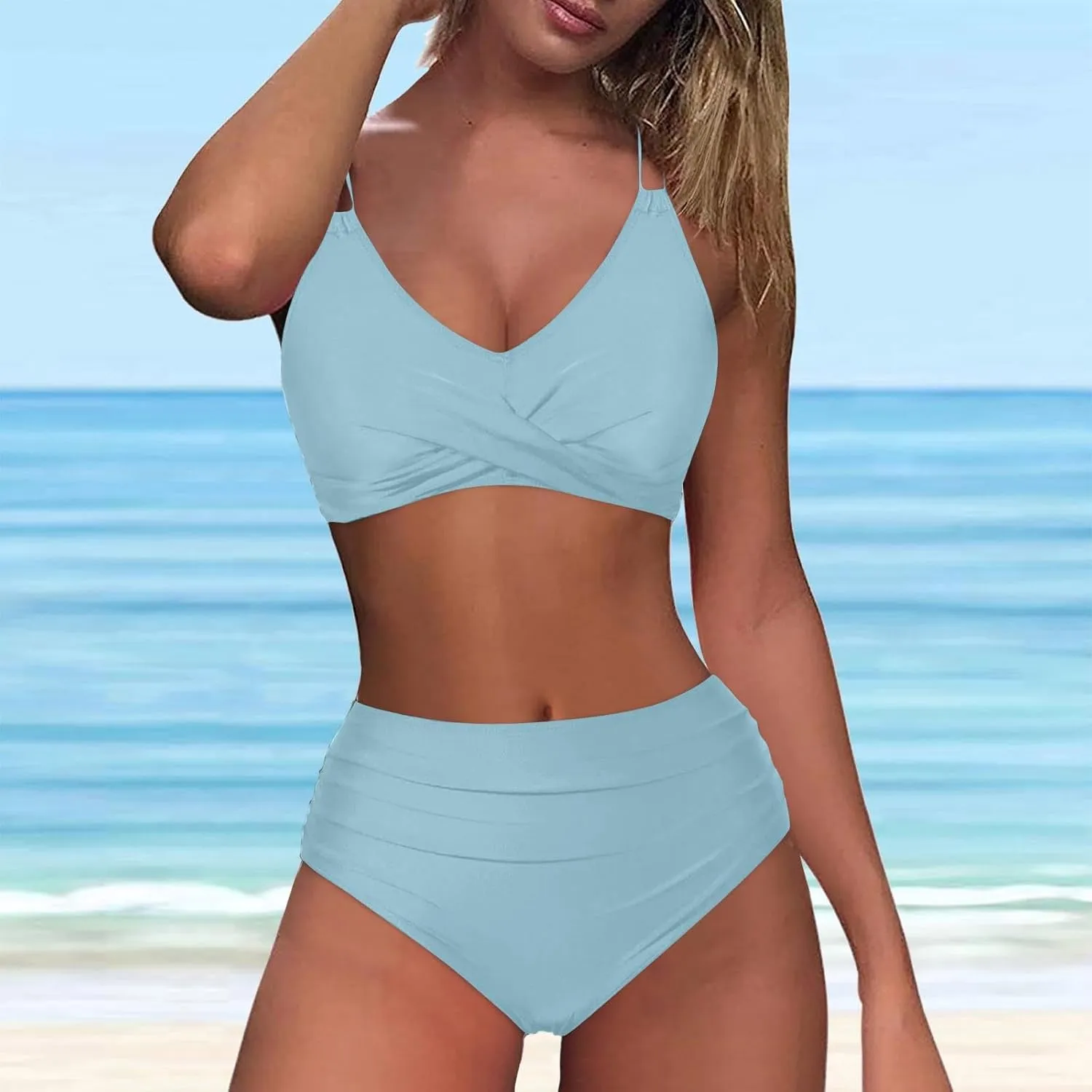 jsaierl Women's Sporty Bikini Sets Beachwear Tummy Control Two Piece Bathing Suits 2025 Fashion Strappy Athletic Swimwear