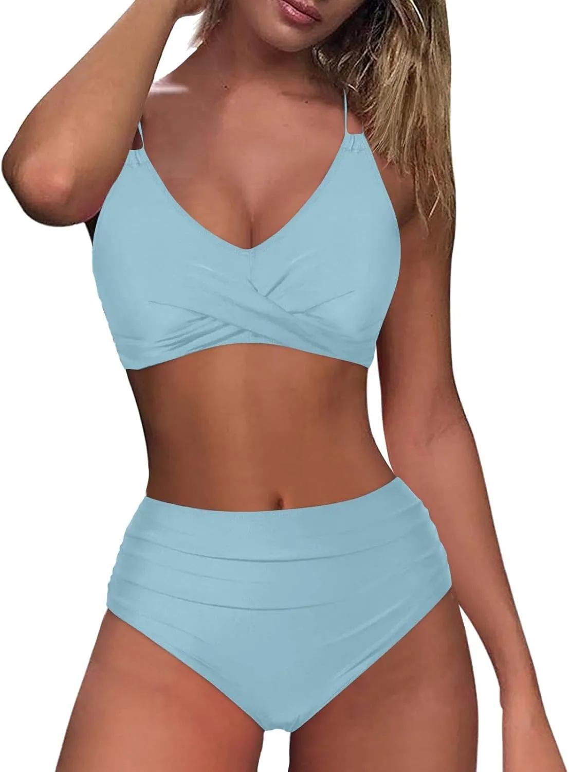 jsaierl Women's Sporty Bikini Sets Beachwear Tummy Control Two Piece Bathing Suits 2025 Fashion Strappy Athletic Swimwear
