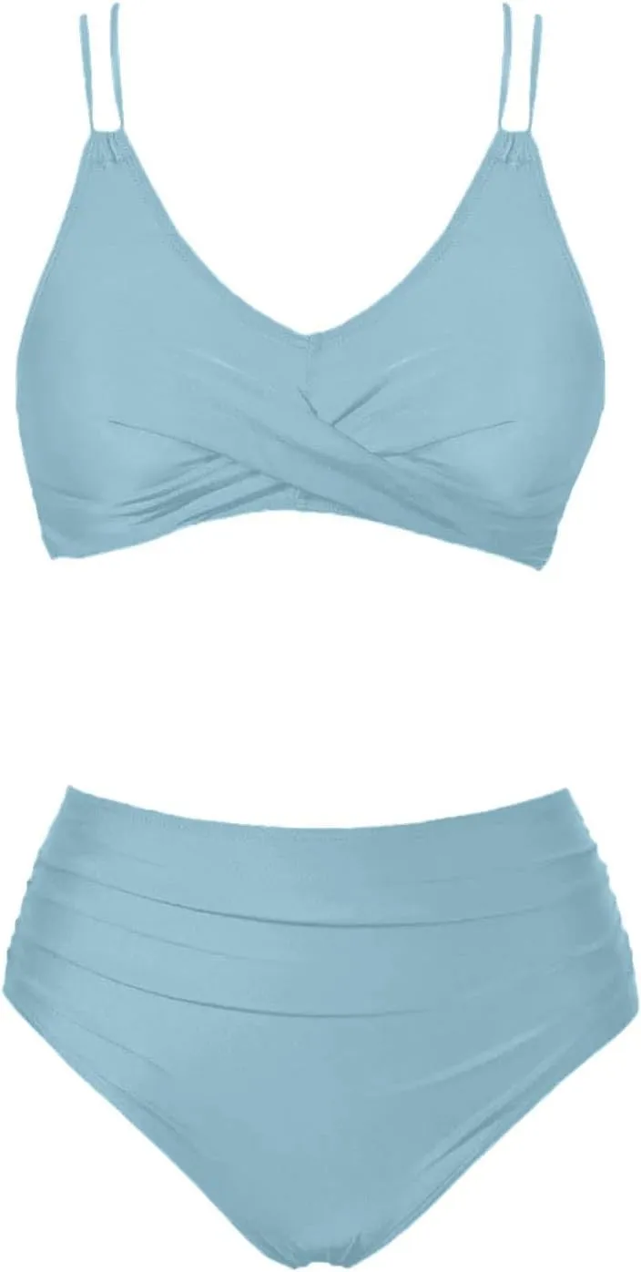 jsaierl Women's Sporty Bikini Sets Beachwear Tummy Control Two Piece Bathing Suits 2025 Fashion Strappy Athletic Swimwear