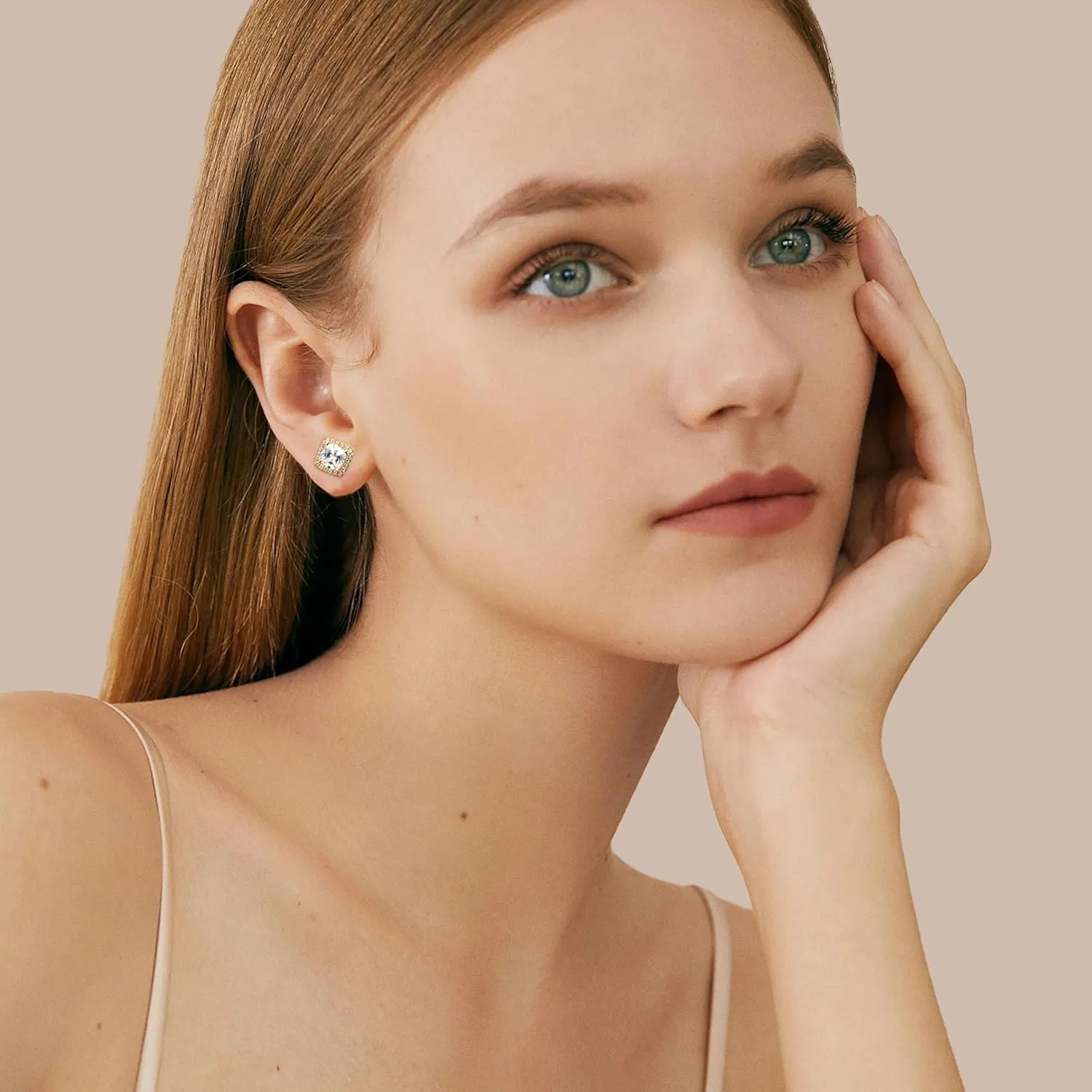 Kakonia 5 Pairs 20G 18G Flat Back Earrings Stud,Surgical Steel Cubic Zirconia Stud Earrings for Women Gold/Silver Square Teardrop CZ Halo Earrings With Flat Backs Faux Diamond Piercing Earrings Studs