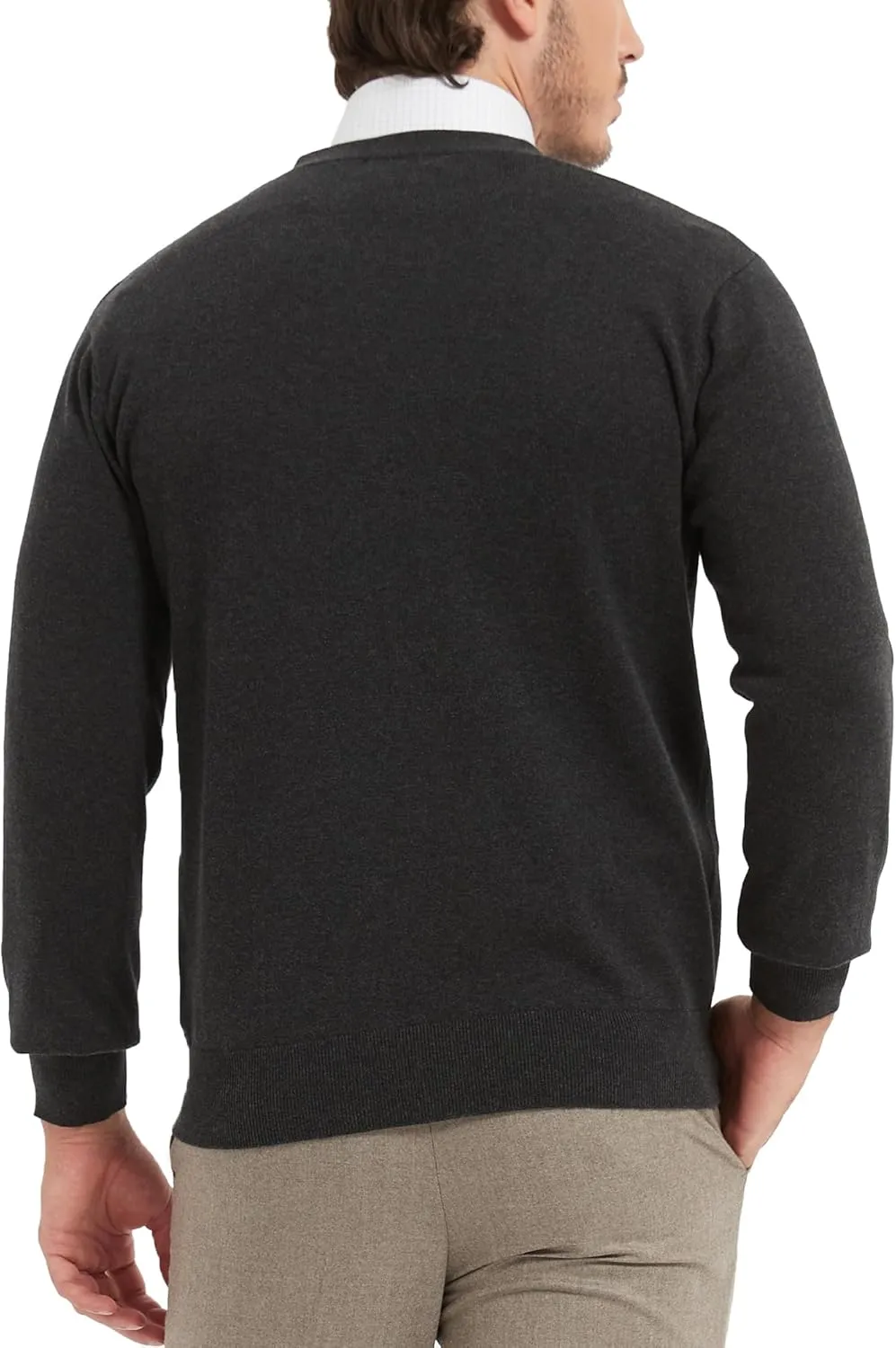 Kallspin Mens Pure Cotton Cardigan Sweater V-Neck Button Down Cardigan Lightweight Knitwear with Pockets