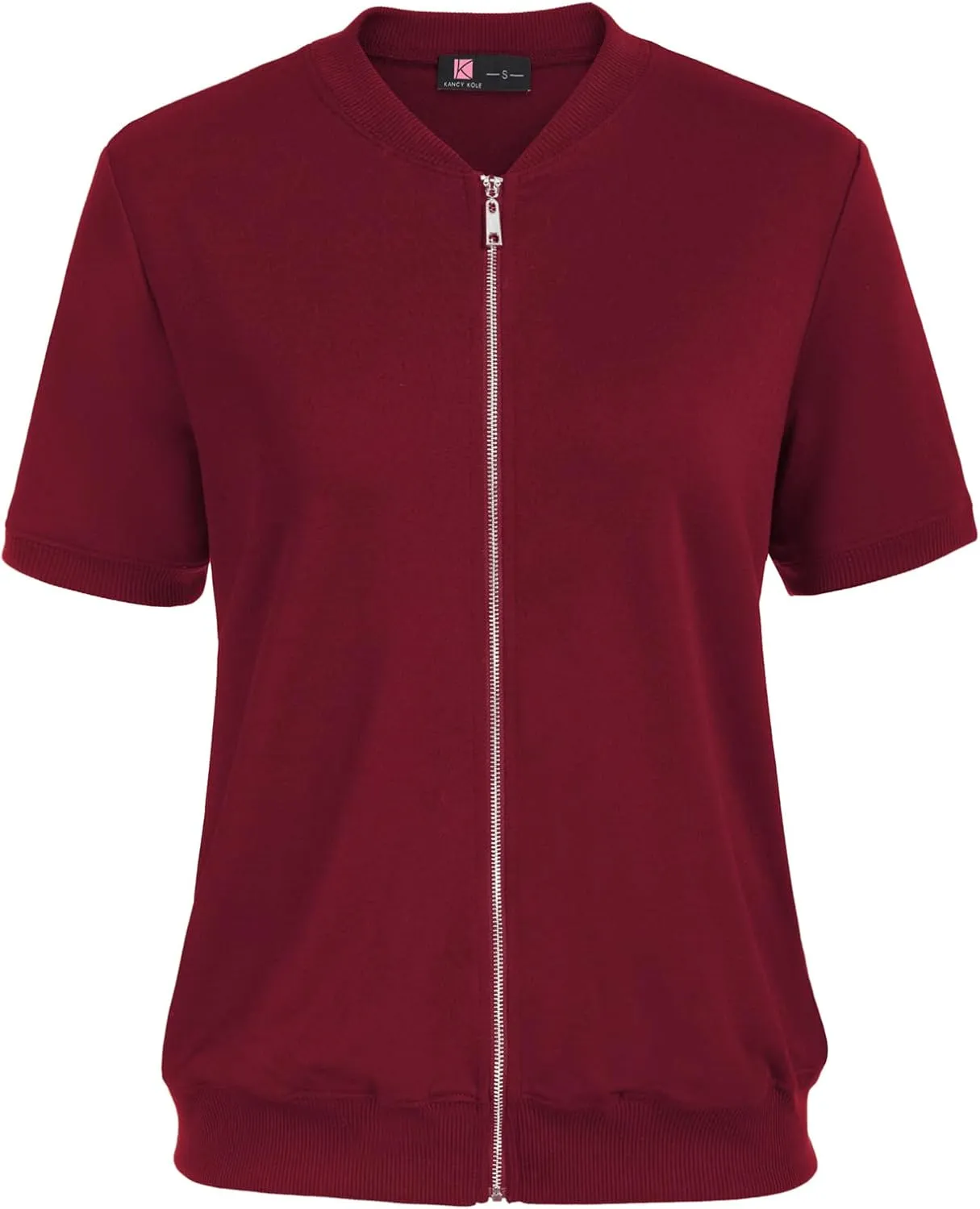 KANCY KOLE Womens Short Sleeve Jackets Casual Zip Up Sweatshirt Jackets with Pockets Summer Lightweight Coat Tops