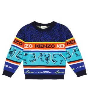 Kenzo Cotton Blend Jacquard Sweater, Multicolor