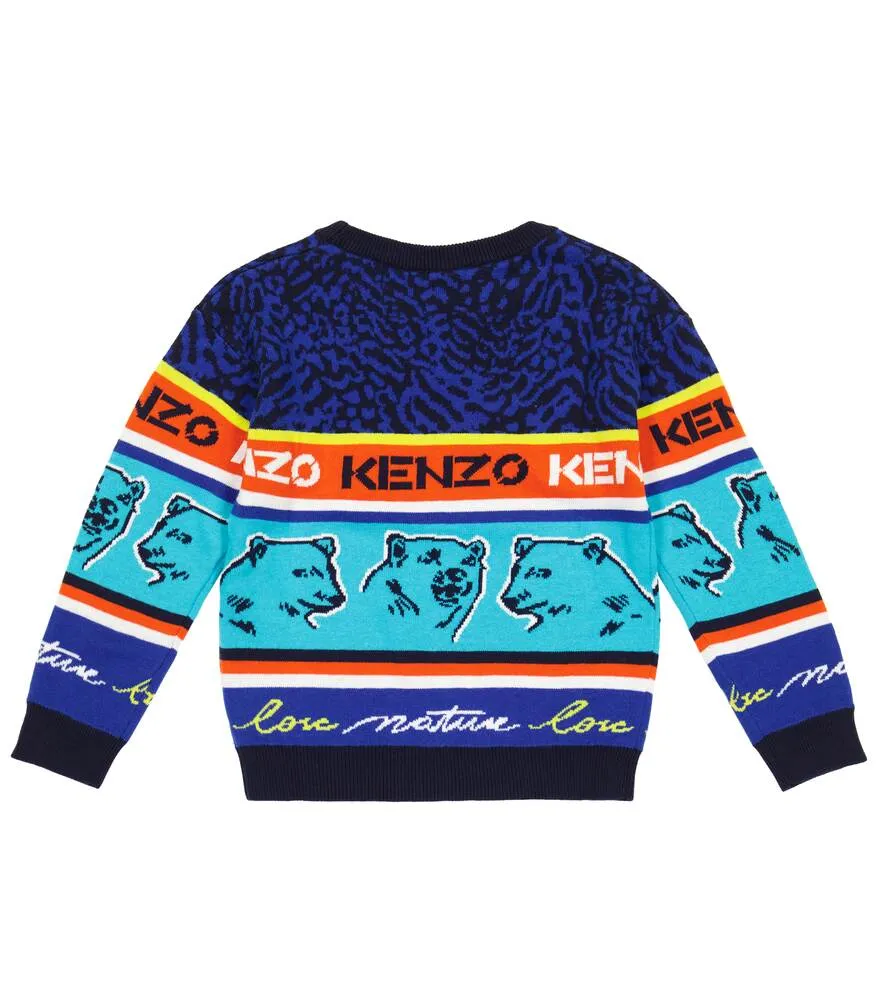 Kenzo Cotton Blend Jacquard Sweater, Multicolor