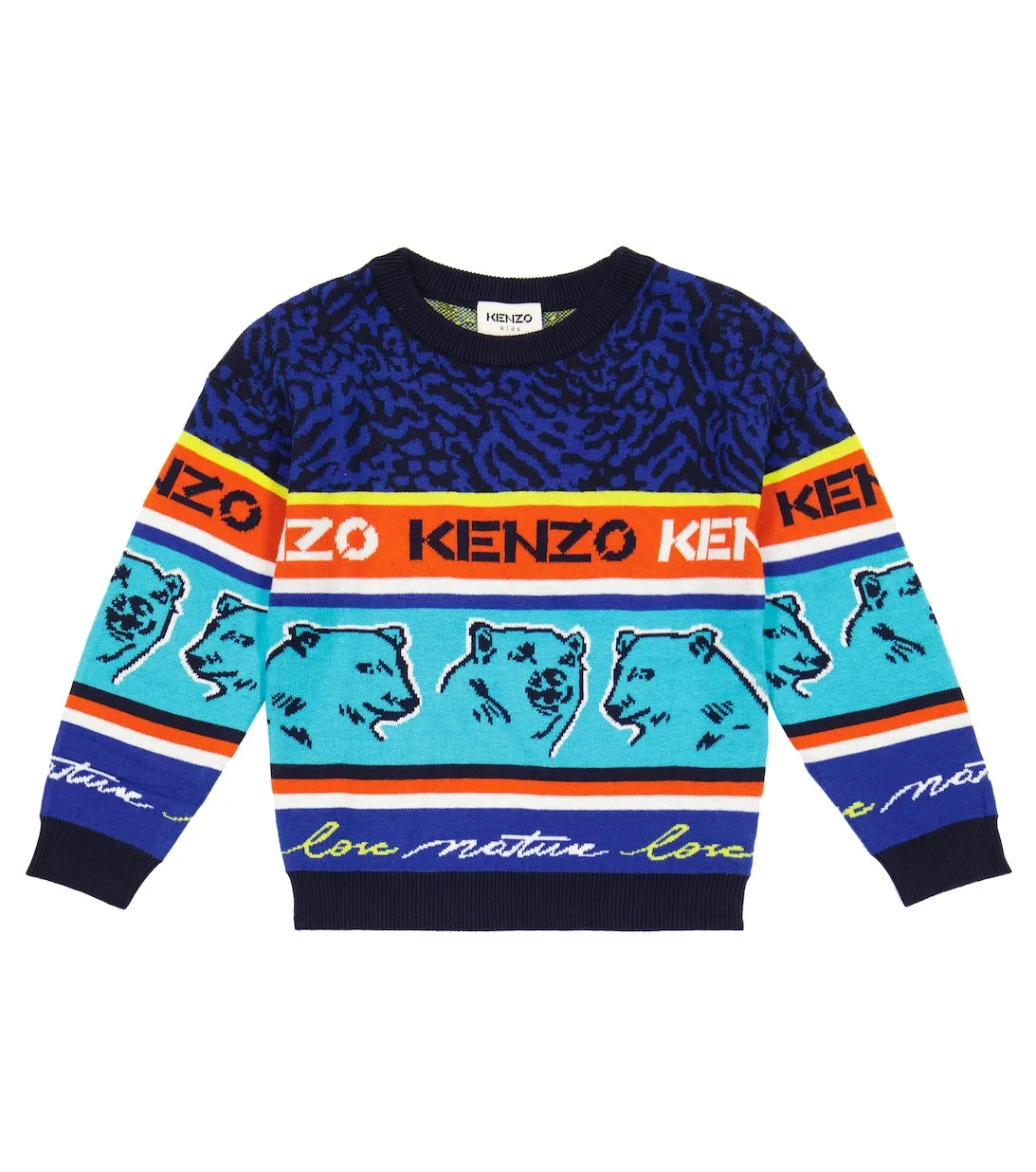 Kenzo Cotton Blend Jacquard Sweater, Multicolor