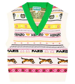Kenzo Kids cotton blend vest, white
