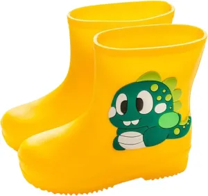 Kids Rain Boots Toddler Rain Boots Waterproof Rubber Rain Boots for Girls Boys with Fun Patterns Easy-On Handles