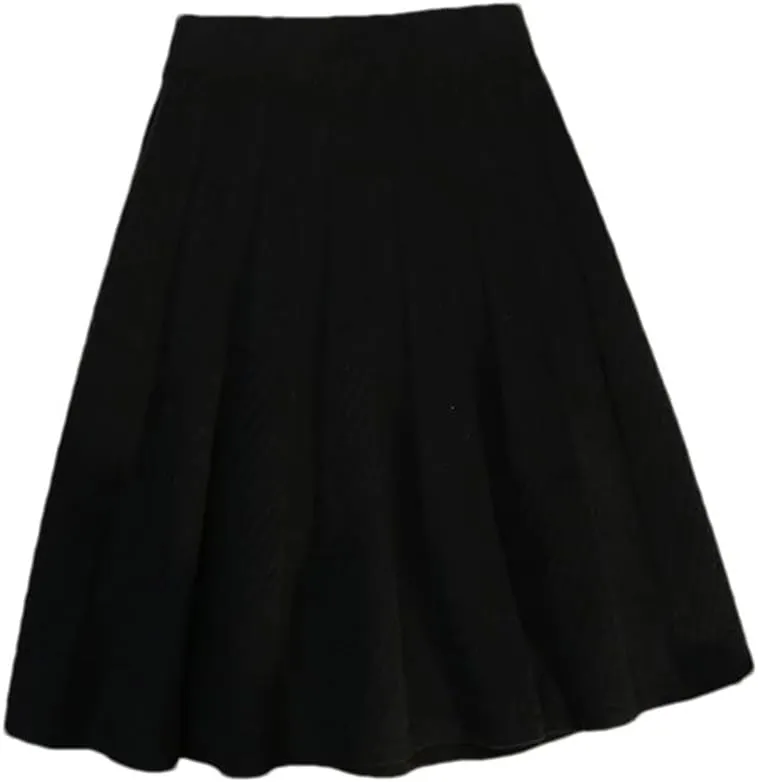 Knitted Pleated Short Mini Skirt Women Sexy Elastic High Waist Fashion Ladies Big Swing Skirt