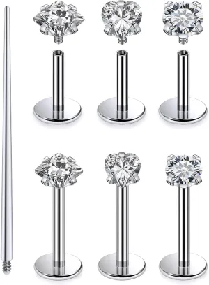 Kridzisw 20G 18G 16G F136 Titanium Flat Back Nose Rings Studs Implant Grade Screw on Nose Stud Hypoallergenic Lip Labret Piercings Tragus Cartilage Helix Earrings Piercing Jewelry for Women Men