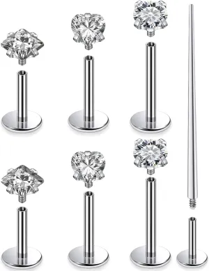 Kridzisw 20G 18G 16G F136 Titanium Flat Back Nose Rings Studs Implant Grade Screw on Nose Stud Hypoallergenic Lip Labret Piercings Tragus Cartilage Helix Earrings Piercing Jewelry for Women Men