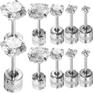LIFKOME 5 Pairs Minimalist Earring Studs Twist Back Jewelry Earrings for Women
