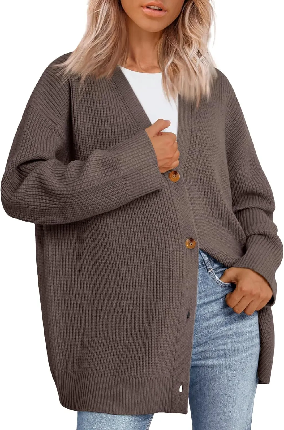 LILLUSORY Women Oversized Cardigan Sweater 2025 Fall Outfits Cloth Fashion V Neck Knit Button Front Casual Trendy Tops