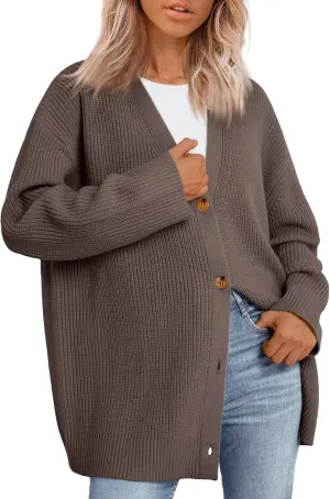 LILLUSORY Women Oversized Cardigan Sweater 2025 Fall Outfits Cloth Fashion V Neck Knit Button Front Casual Trendy Tops