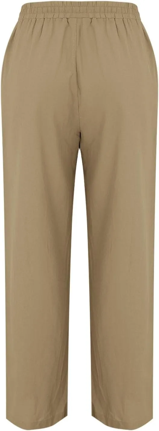 Linen Pants Women Summer Wide Leg Pants Drawstring Elastic Waist Pants High Waisted Lounge Pants Casual Beach Trousers