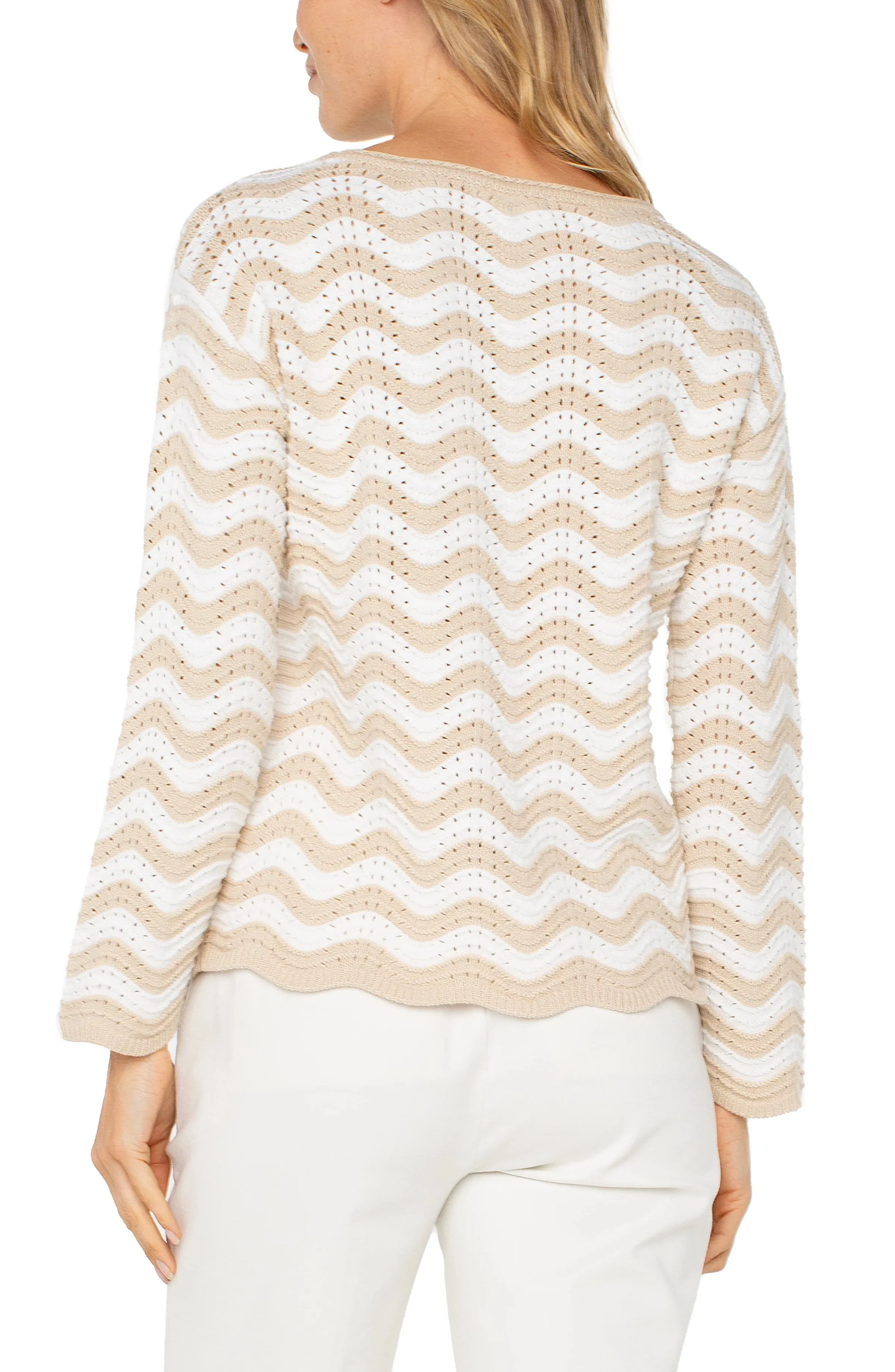 Lisa Long Sleeve Boatneck Sweater in Tan Ivory Stripe- Liverpool Los Angeles LM8F68SK64