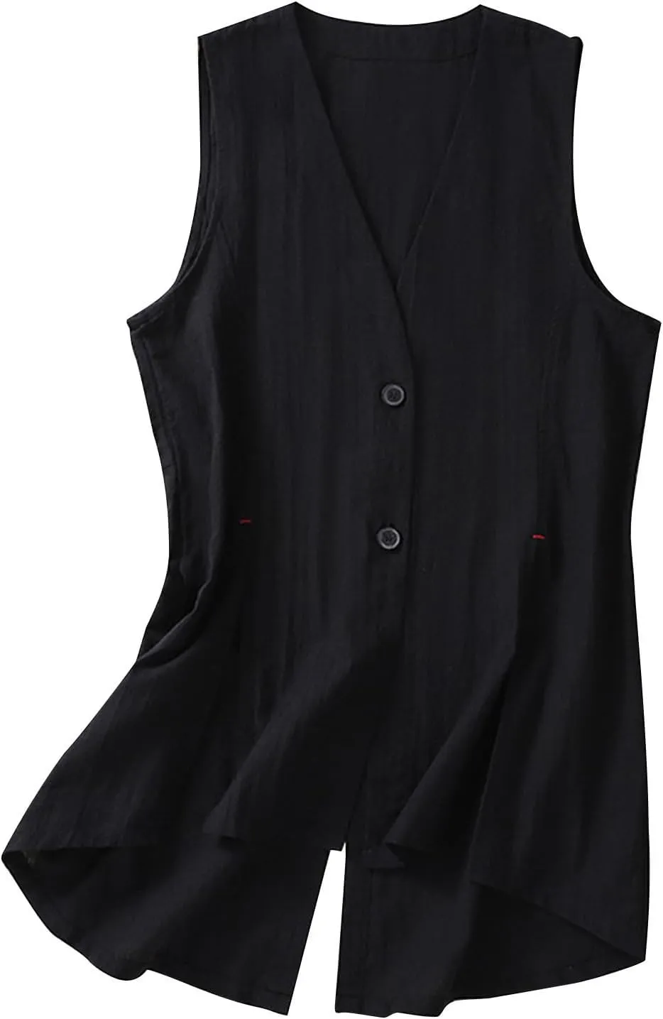 Long Vests for Women Dressy Casual Cotton Linen Waistcoat Sleeveless Shirts Cardigan Ladies Summer Loose Fit Vests