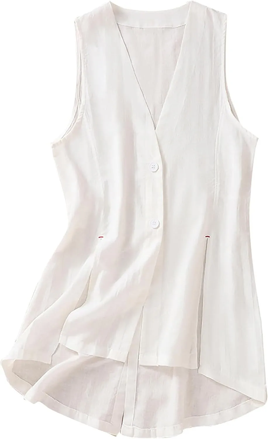 Long Vests for Women Dressy Casual Cotton Linen Waistcoat Sleeveless Shirts Cardigan Ladies Summer Loose Fit Vests