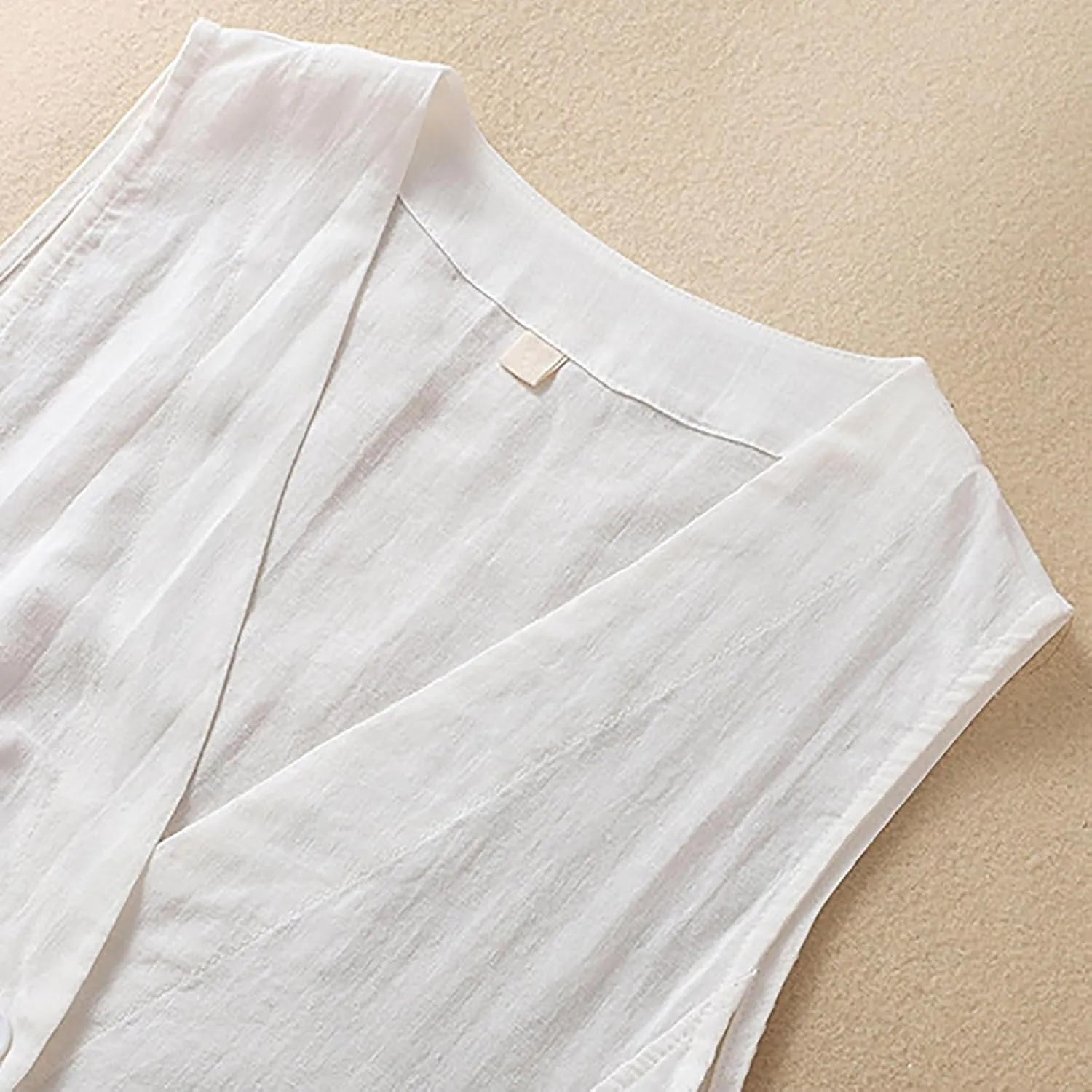 Long Vests for Women Dressy Casual Cotton Linen Waistcoat Sleeveless Shirts Cardigan Ladies Summer Loose Fit Vests