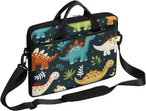 Lovely Dinosaur Decor Laptop Shoulder Bag Tablet Computer Notebook Sleeve Messenger Bags Carrying Case with Strap Briefcase Tote for 14 15 in Laptops
