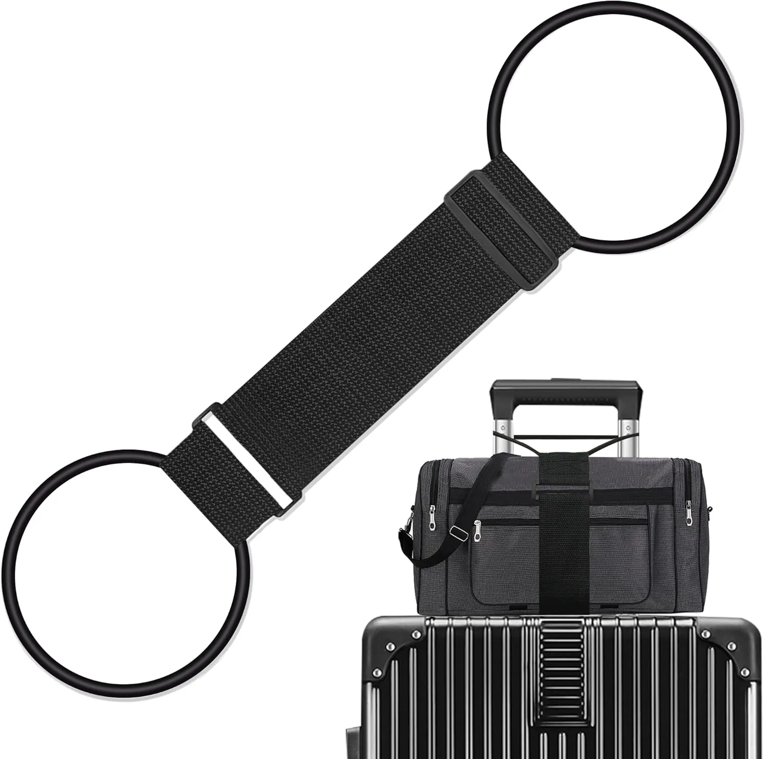 Luggage Straps Bag Bungee Luggage Straps Suitcase Adjustable BeltAdd a Bag Easy to Travel Suitcase Elastic Strap Belt Luggage Accessories(Black)