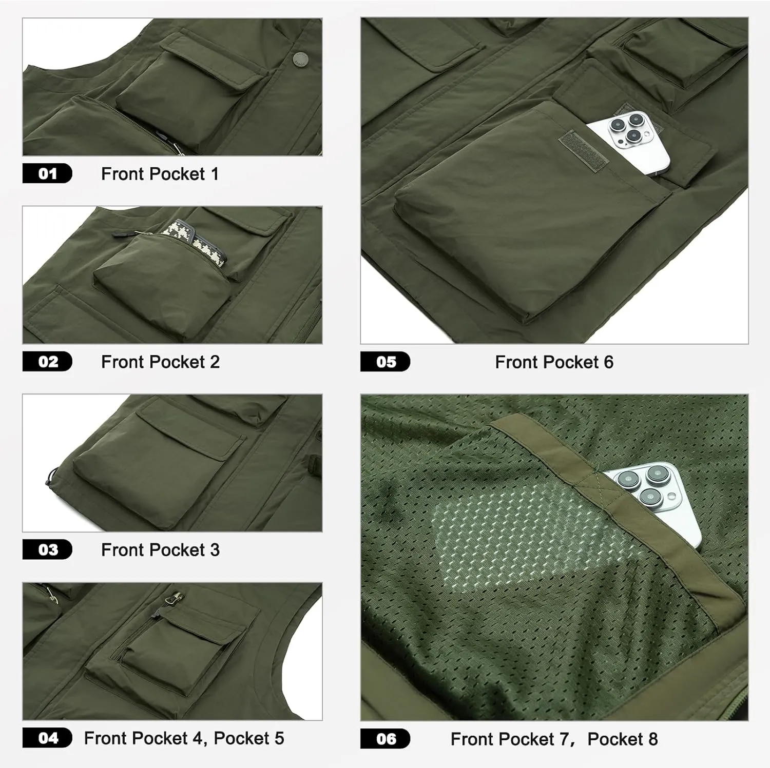 MANLUODANNI Men's Casual Vest Fishing Safari Travel Outdoor Work Photo Vests with Multi Pockets
