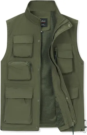 MANLUODANNI Men's Casual Vest Fishing Safari Travel Outdoor Work Photo Vests with Multi Pockets