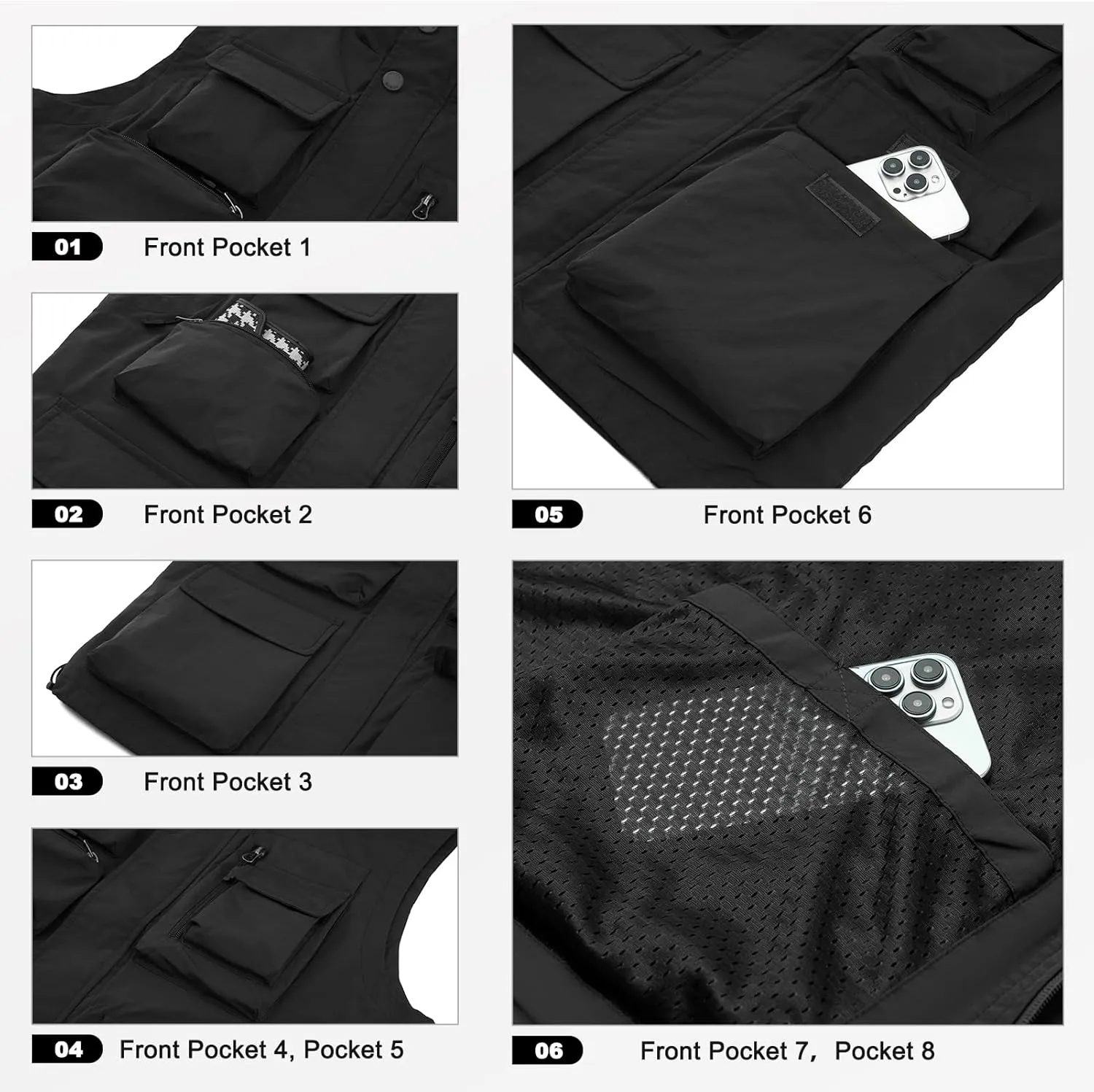 MANLUODANNI Men's Casual Vest Fishing Safari Travel Outdoor Work Photo Vests with Multi Pockets