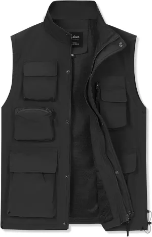 MANLUODANNI Men's Casual Vest Fishing Safari Travel Outdoor Work Photo Vests with Multi Pockets