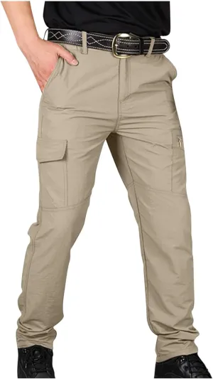 Men Cargo Pants Casual Outdoor Straight Leg Pants with Multiple Pockets Slim Fit Pants Fashion Trousers Hiking Pants