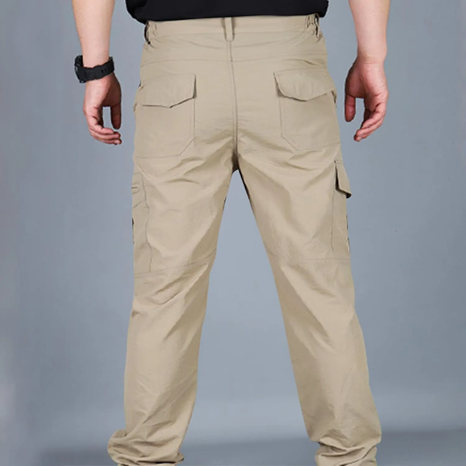 Men Cargo Pants Casual Outdoor Straight Leg Pants with Multiple Pockets Slim Fit Pants Fashion Trousers Hiking Pants