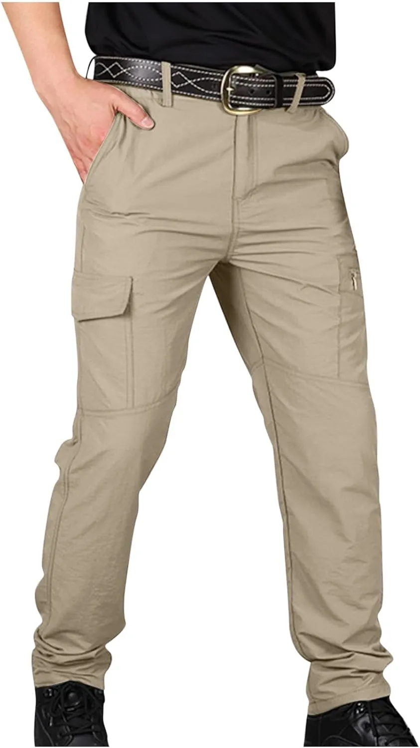 Men Cargo Pants Casual Outdoor Straight Leg Pants with Multiple Pockets Slim Fit Pants Fashion Trousers Hiking Pants