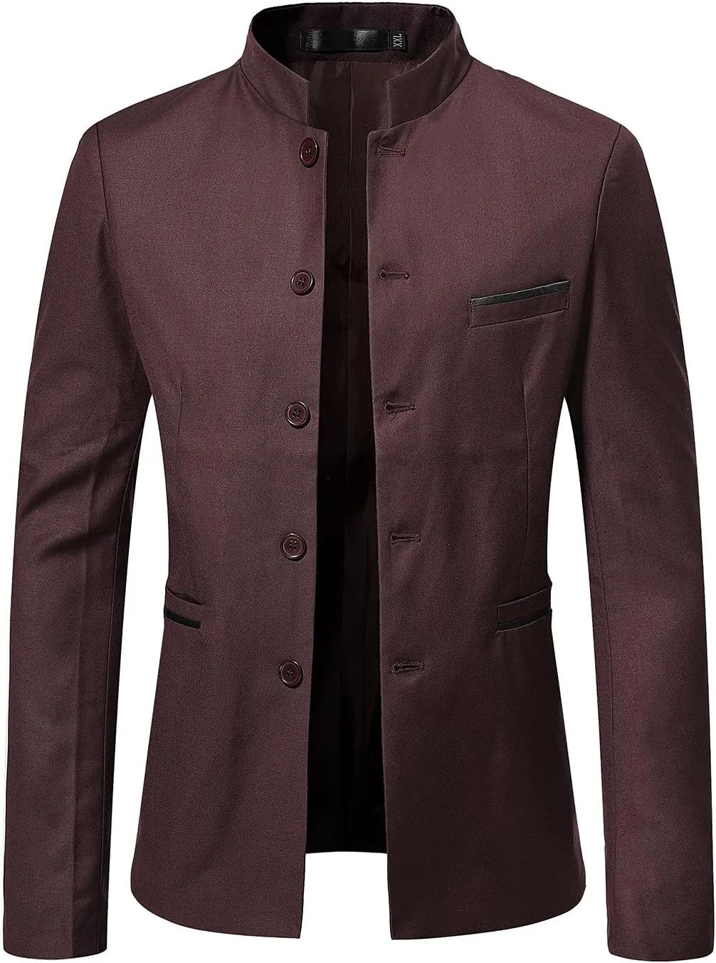 Men Chinese Tunic Suits Mandarin Collar Formal Suit Jackets Solid Slim Fit Front Button Blazer Traditional Uniform