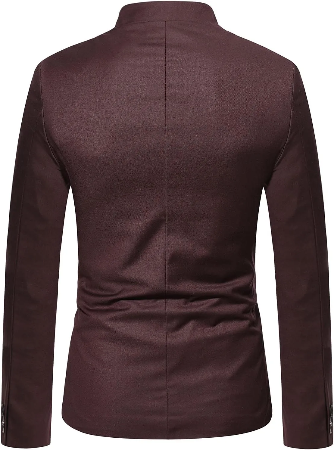 Men Chinese Tunic Suits Mandarin Collar Formal Suit Jackets Solid Slim Fit Front Button Blazer Traditional Uniform