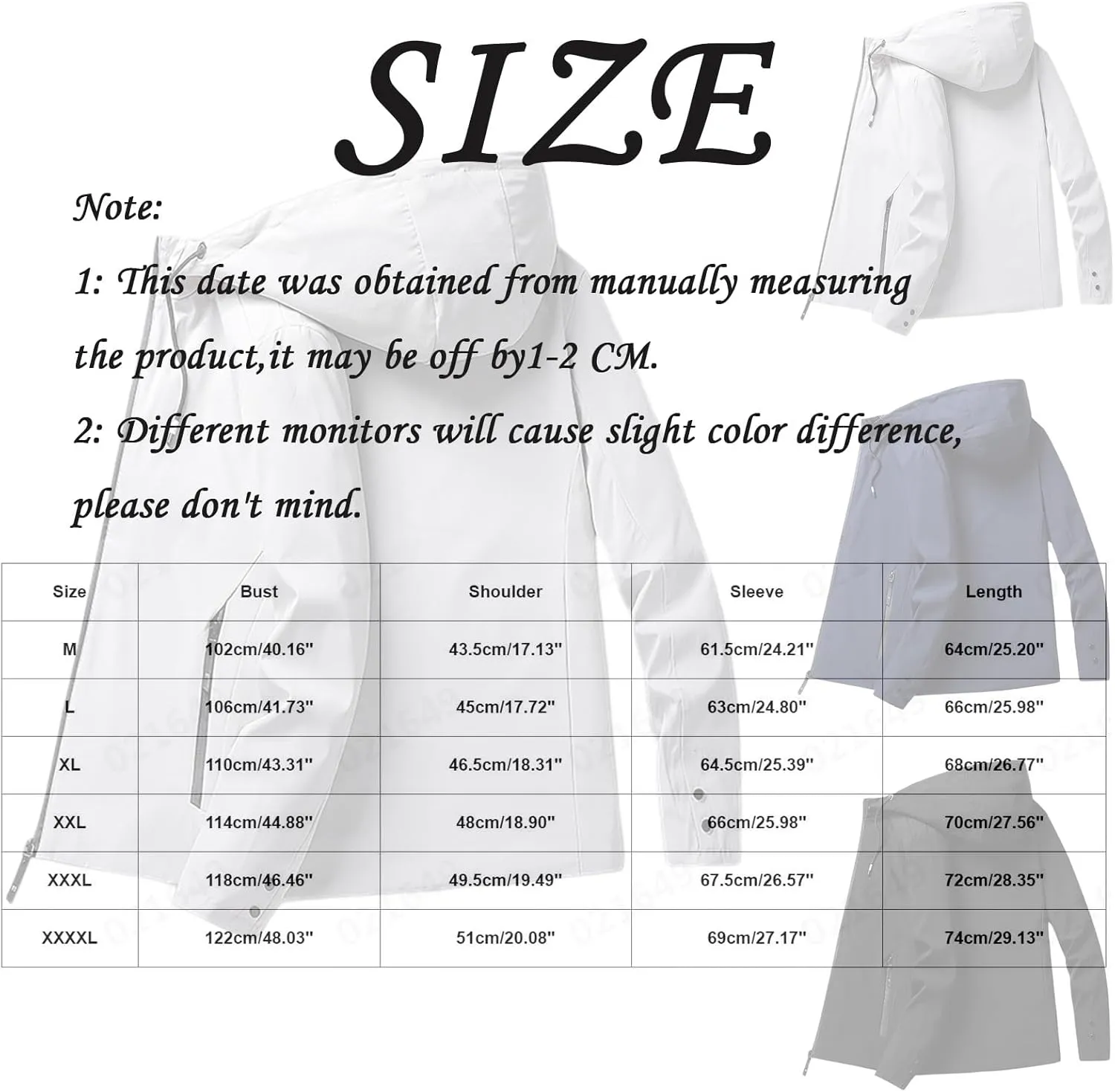 Men Hooded Jacket Waterproof Lightweight Insulated Fleece Rain Jacket Outdoor Raincoat Shell Jacket for Hiking Travel