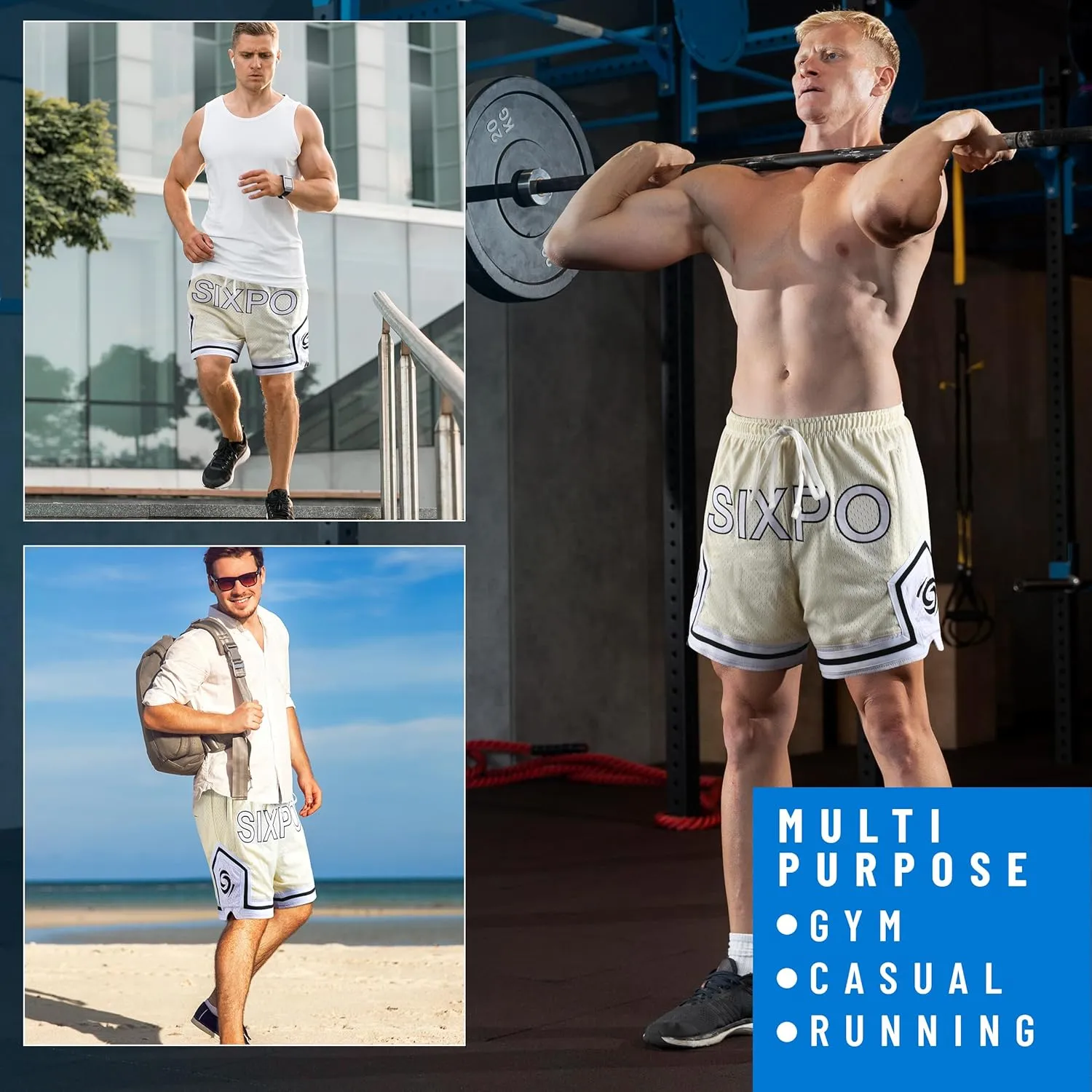 Men's Athletic Shorts - 100% Polyester, Mesh Shorts Quick Dry, Embroidered Gym Shorts Men, Basketball Shorts for Men