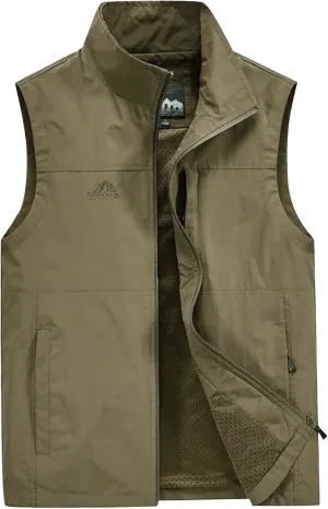 Men's Big And Tall Outdoor Vests Fashion Casual Solid Quick-Drying Vest Jacket Tops Lightweight, M-7XL