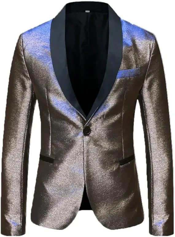 Men's Blazers Slim Fit Fashion Suit Bright Silk Jackets for Men Weddings Party Dinner Prom Tuxedo