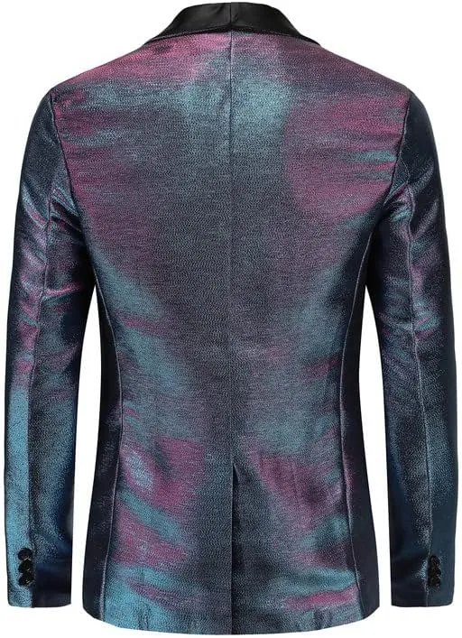 Men's Blazers Slim Fit Fashion Suit Bright Silk Jackets for Men Weddings Party Dinner Prom Tuxedo