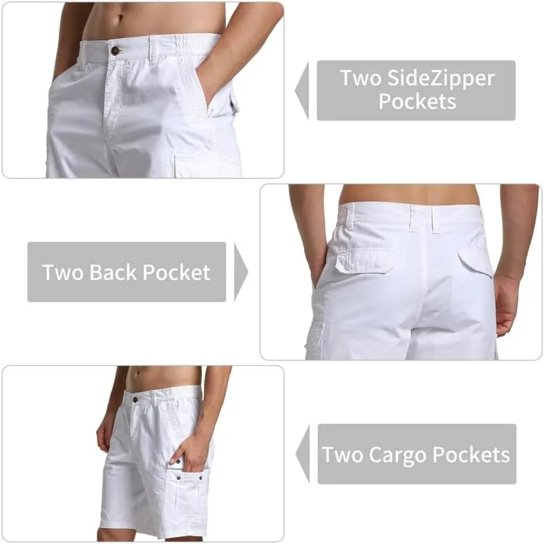 Men's Cargo Shorts 6 Pockets Cotton Shorts Work Casual Hiking Shorts