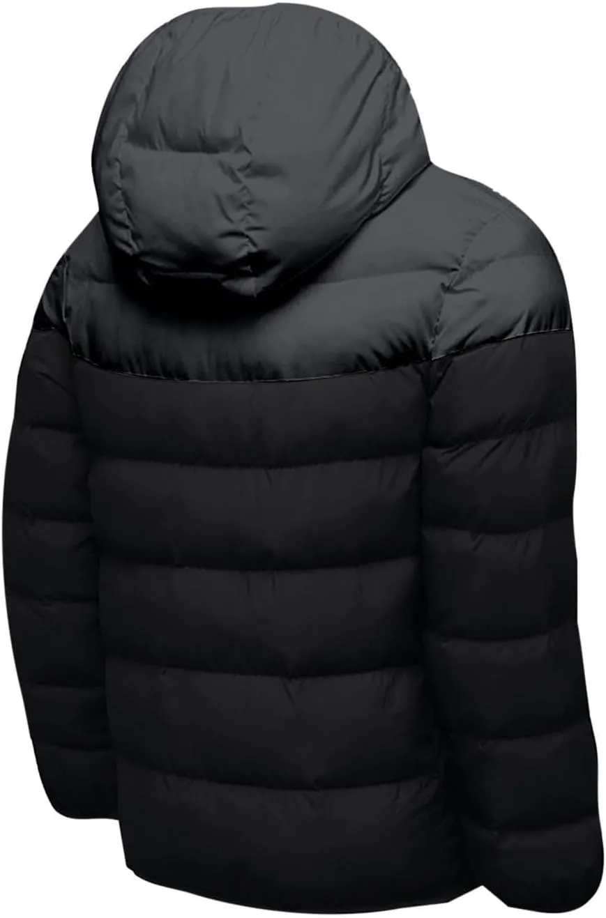 Men's Color Block Down Coats Hooded Puffer Jacket Winter Warm Cotton Padded Outerwear with Zipper Pockets
