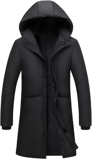 Men's Down Jacket Long Casual Thickened Cotton Padded Jacket Fashion Trend Winter Coat Men's Winter with Hood