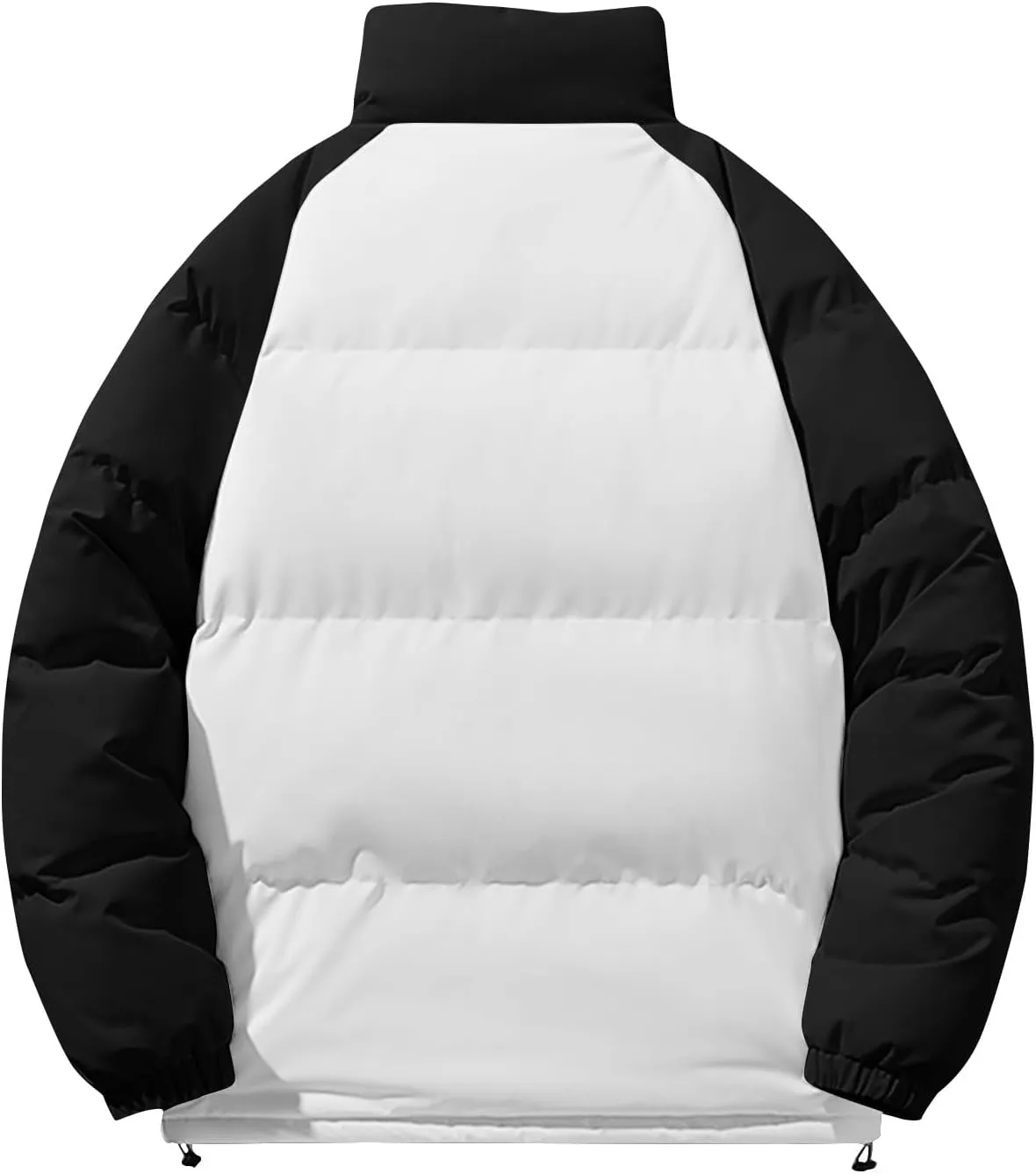 Men's Down Puffer Jacket Winter Warm Coats Color Block Stand Collar Cotton Padded Windproof Outerwear
