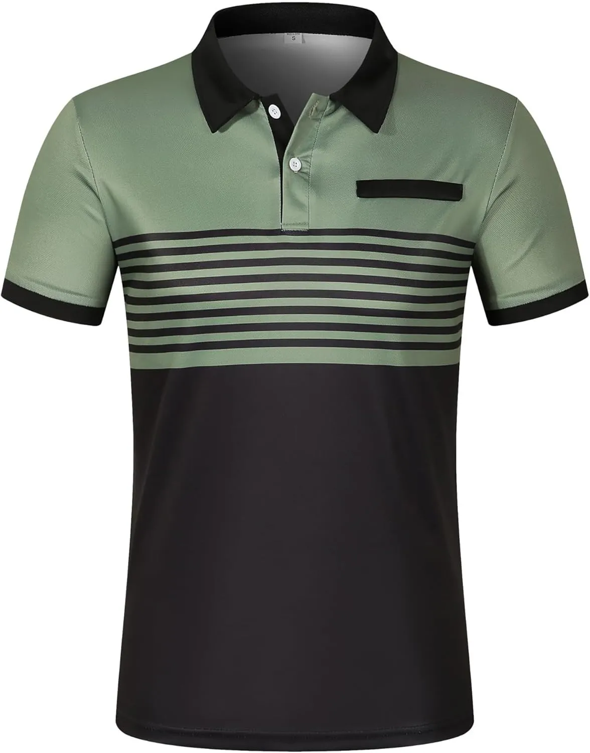 Mens Fashion Color Block Polo Shirts Casual Short Sleeve T Shirt Striped Moisture Wicking Golf Shirts Tops